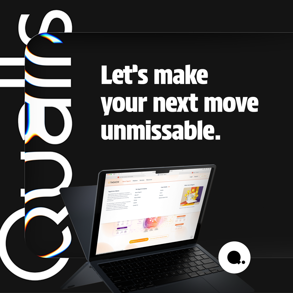 Qualls campaign artwork reading Let's make your next move unmissable.